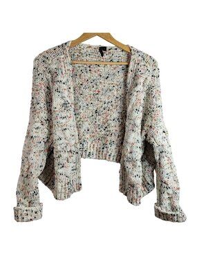 Moon & Madison Womens Cropped Knit Cardigan Sweater Multicolor Small Confetti